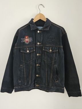 Vintage House of Blues Denim Jacket Mens Small Embroidered Logo Trucker USA